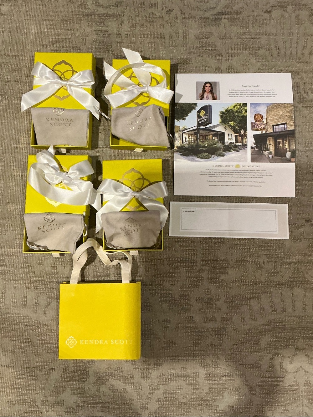 Kendra Scott Bright Yellow Gift Boxes with White Ribbons